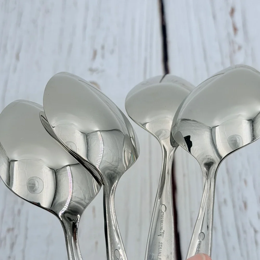 Oneida Community Venetia‎ Stainless Teaspoons Set of 4 Mid-Century Modern 7
